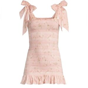 LoveShackFancy Norna Ballet Pink Floral Mini Dress